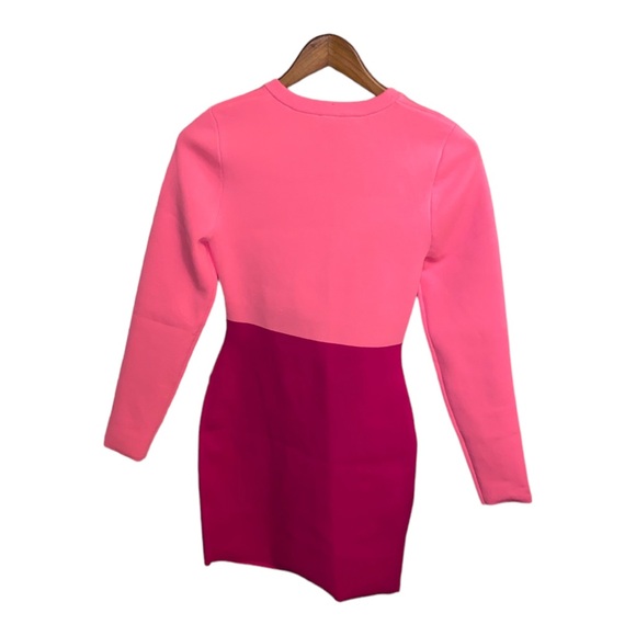 Express Body Contour Long Sleeve Color Block Cutout Mini Sweater Dress | Size S - Picture 4 of 11